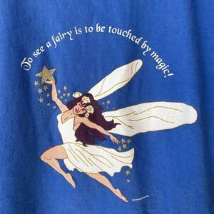 Vintage Fairy T Shirt L Moving Books Blue Oneita Power T Fairies Vtg 90s Magic